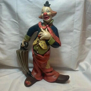 Vintage 1960s Hand Painted Clown Figurine